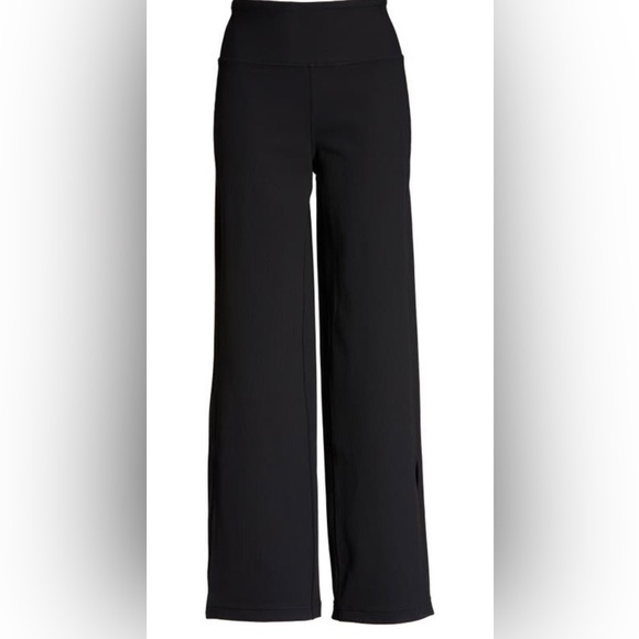 Zella Live In High Waist Rib Wide Leg Black Stretchy Pants - Picture 10 of 12